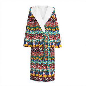 Afro African Ethnic Pattern Print Hooded Bathrobe