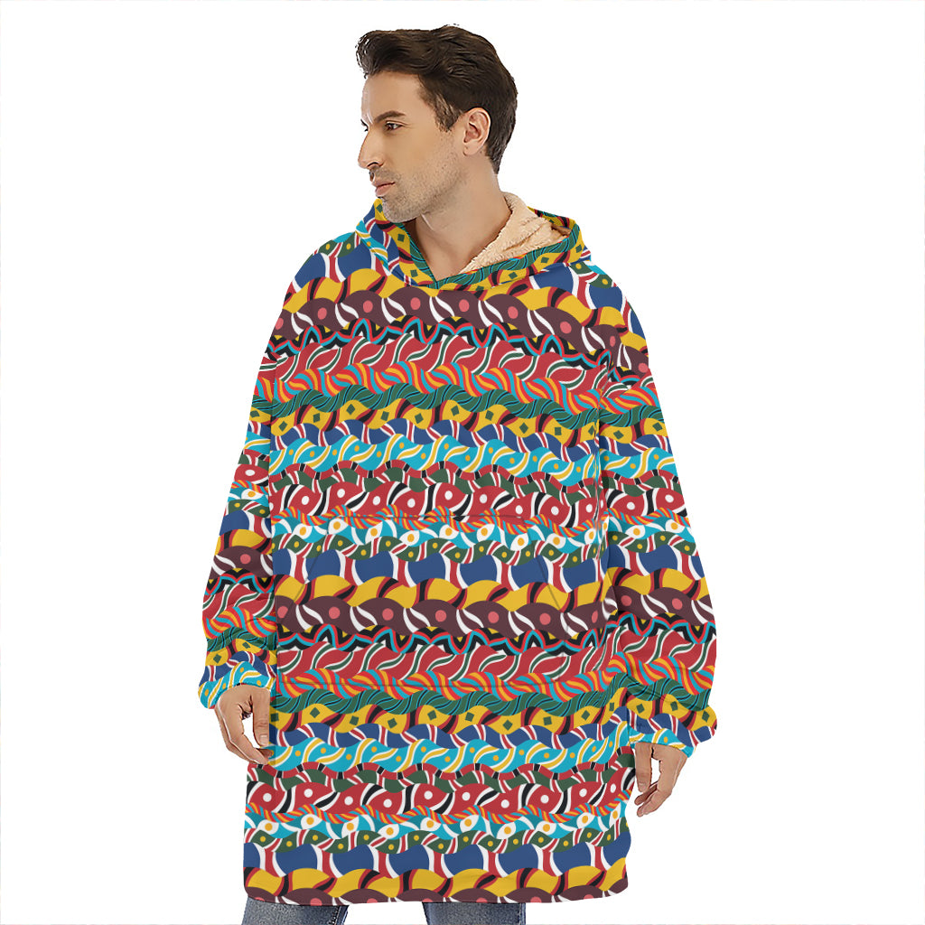 Afro African Ethnic Pattern Print Hoodie Blanket