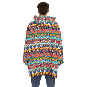 Afro African Ethnic Pattern Print Hoodie Blanket