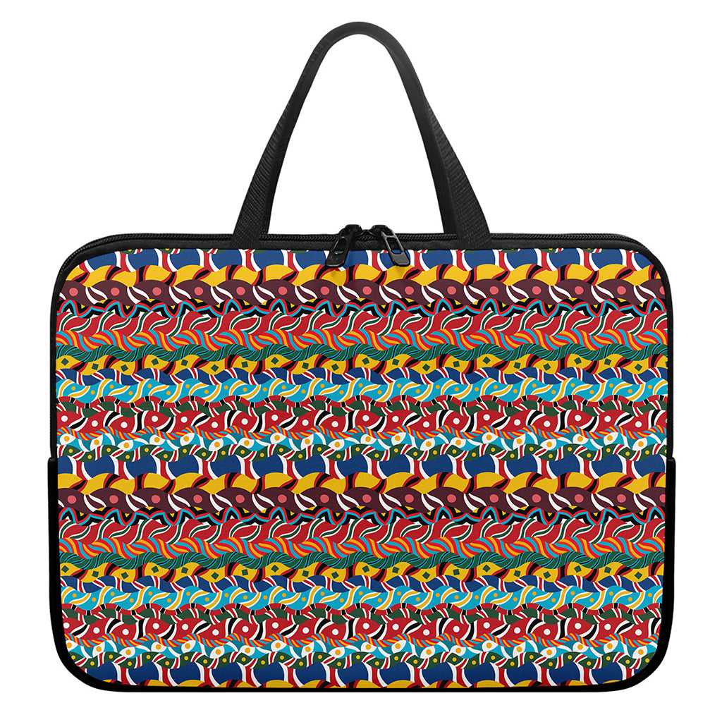 Afro African Ethnic Pattern Print Laptop Sleeve With Handle
