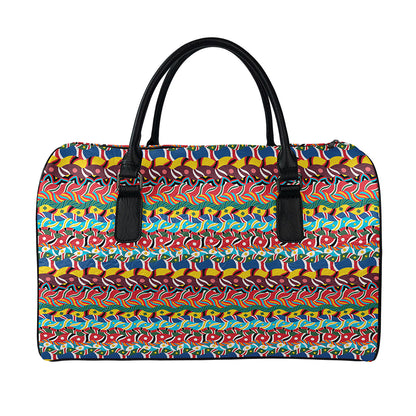 Afro African Ethnic Pattern Print Leather Duffle Bag