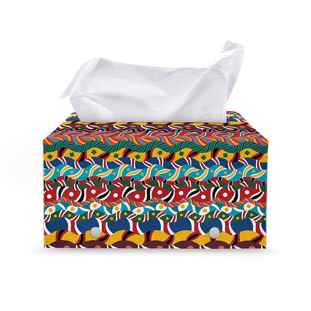 Afro African Ethnic Pattern Print Leather Tissue Box Cover