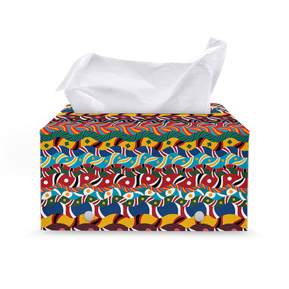 Afro African Ethnic Pattern Print Leather Tissue Box Cover