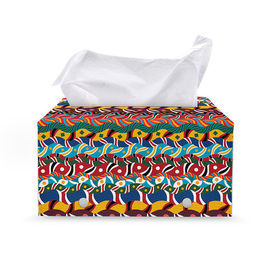 Afro African Ethnic Pattern Print Leather Tissue Box Cover