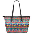 Afro African Ethnic Pattern Print Leather Tote Bag With Zipper