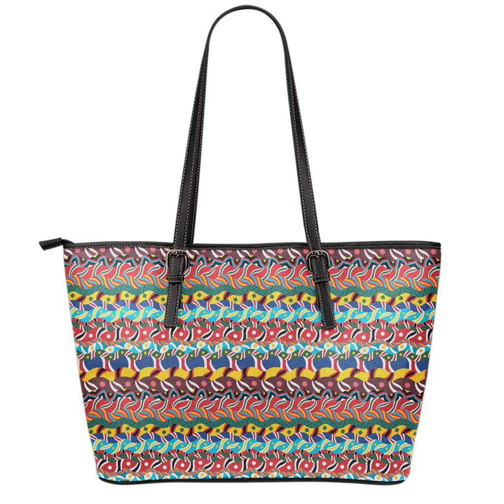 Afro African Ethnic Pattern Print Leather Tote Bag