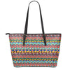 Afro African Ethnic Pattern Print Leather Tote Bag