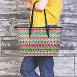 Afro African Ethnic Pattern Print Leather Tote Bag