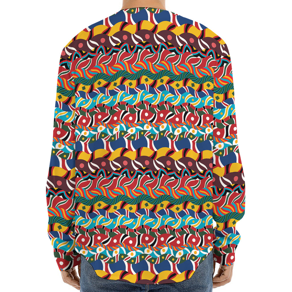 Afro African Ethnic Pattern Print Long Sleeve Baseball Jersey