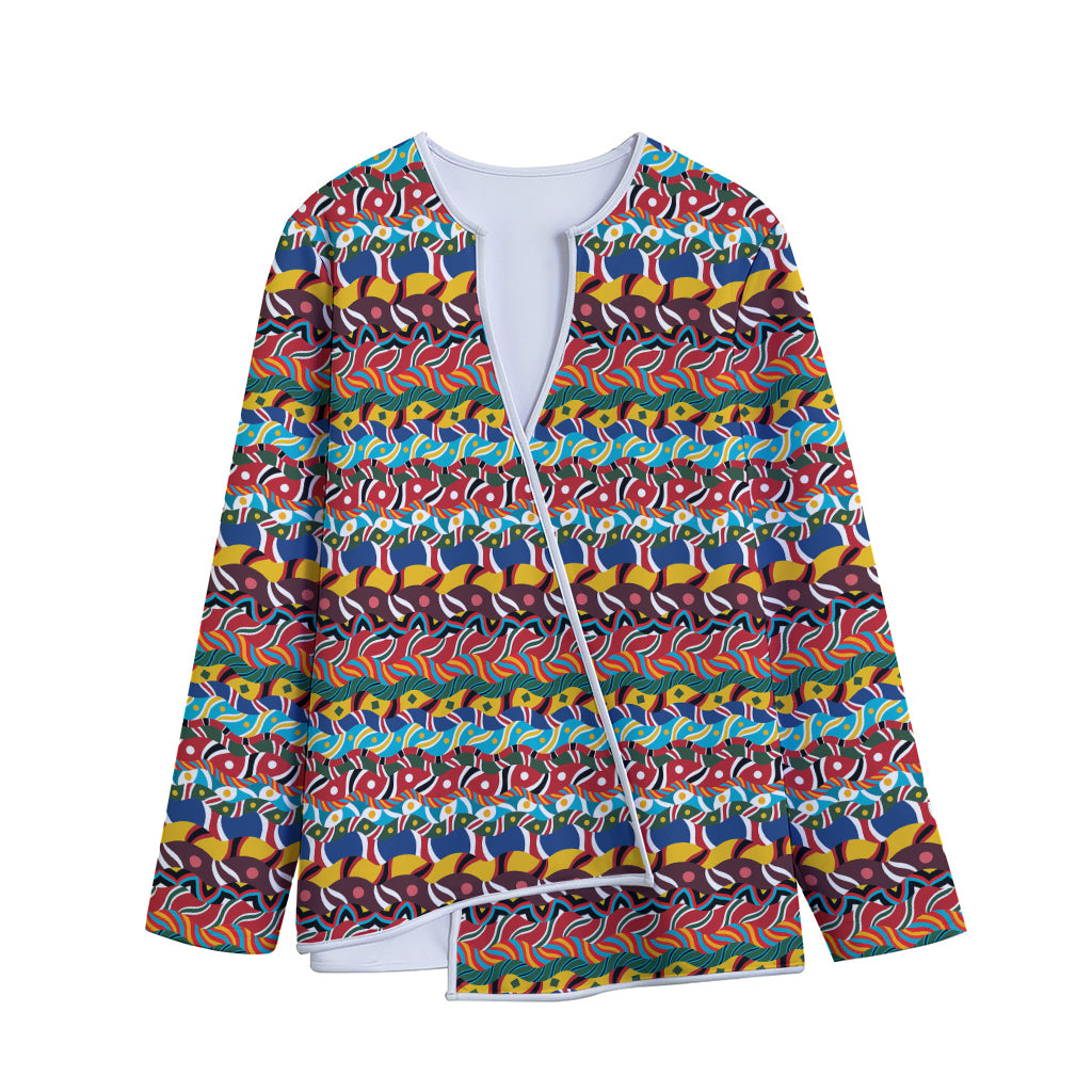 Afro African Ethnic Pattern Print Long Sleeve Short Coat