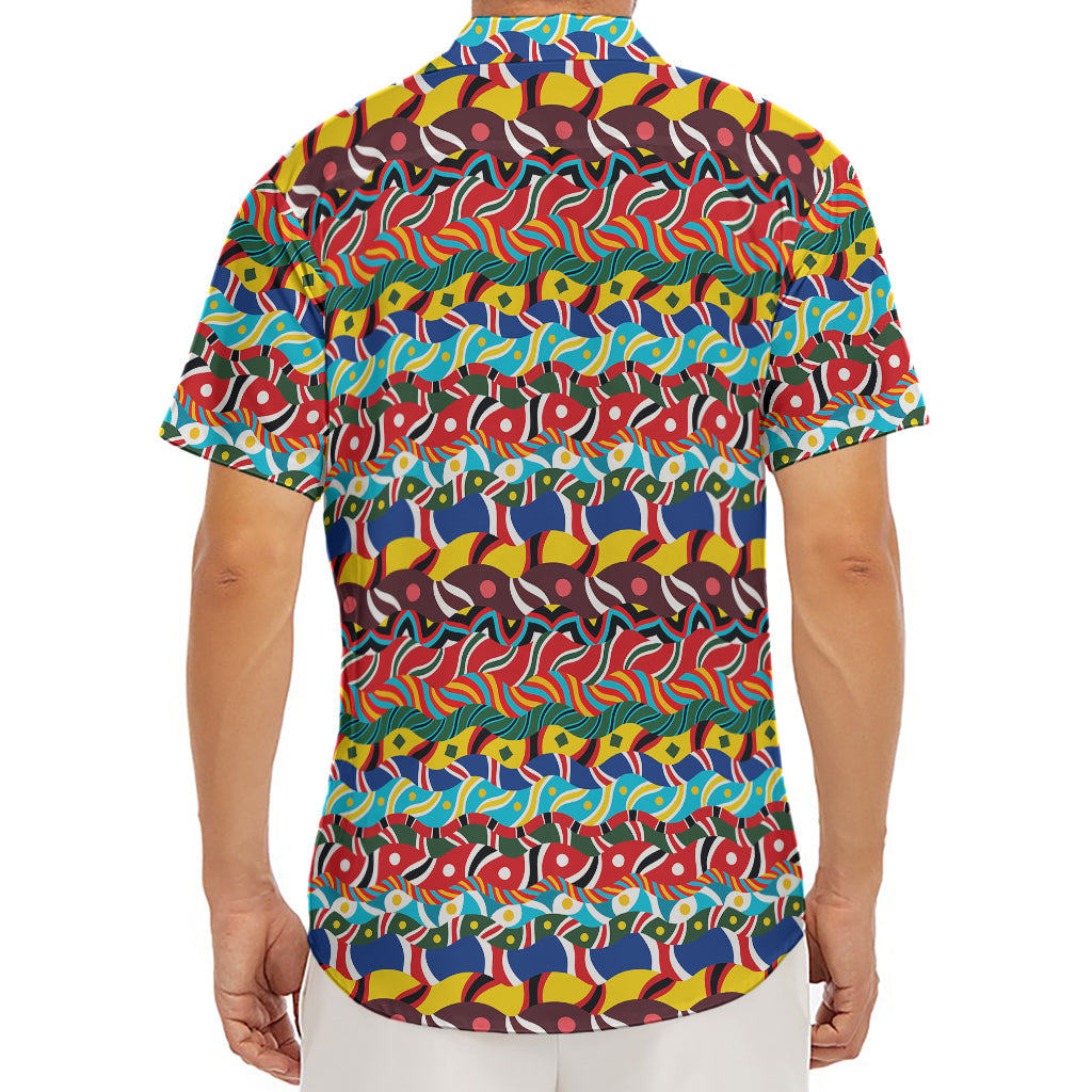 Afro African Ethnic Pattern Print Men's Deep V-Neck Shirt