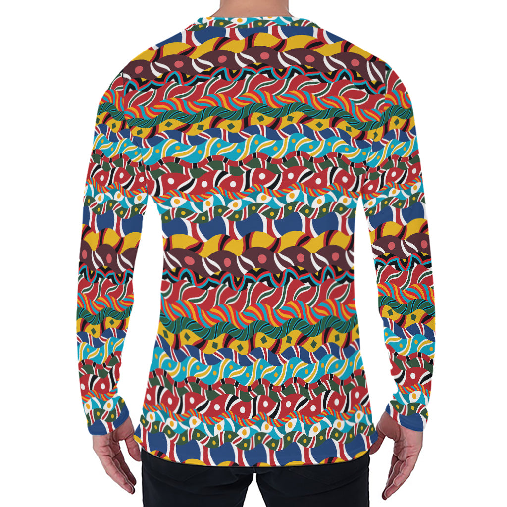 Afro African Ethnic Pattern Print Men's Long Sleeve T-Shirt