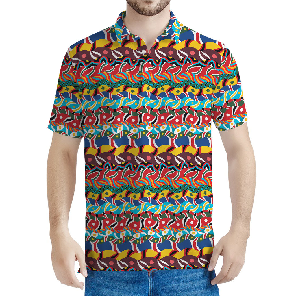 Afro African Ethnic Pattern Print Men's Polo Shirt