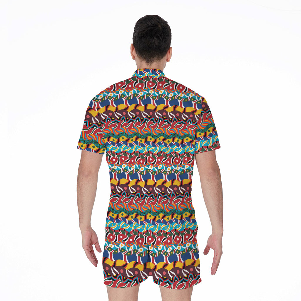Afro African Ethnic Pattern Print Men's Rompers