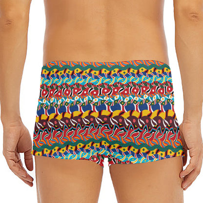 Afro African Ethnic Pattern Print Men's Short Boxer Briefs