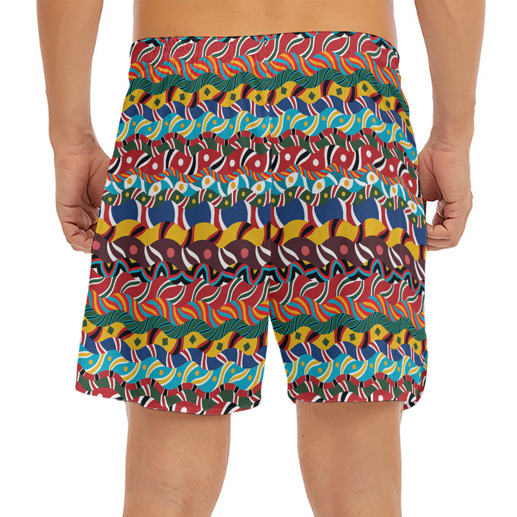 Afro African Ethnic Pattern Print Men's Split Running Shorts