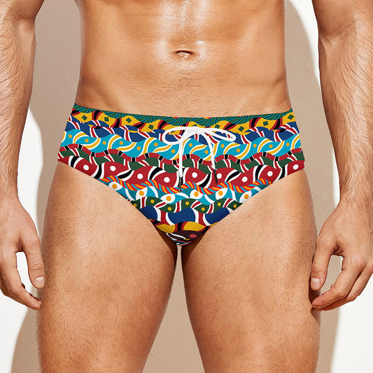 Afro African Ethnic Pattern Print Men's Swim Briefs