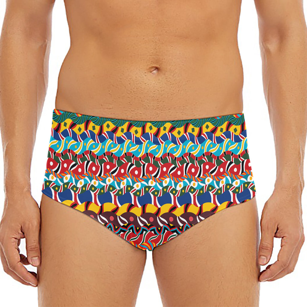 Afro African Ethnic Pattern Print Men's Triangle Swim Briefs