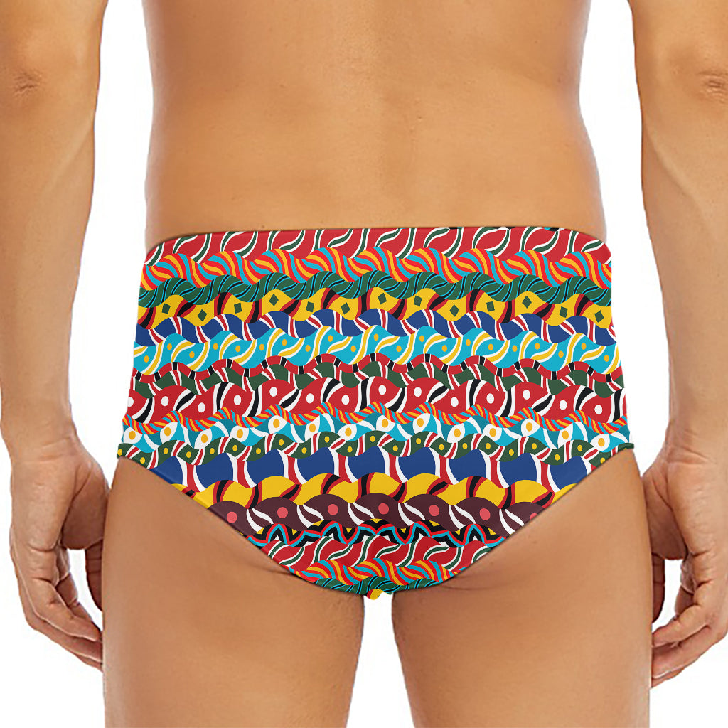 Afro African Ethnic Pattern Print Men's Triangle Swim Briefs