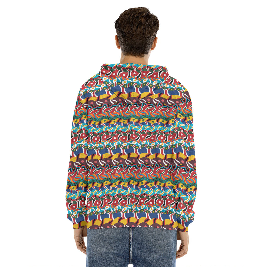 Afro African Ethnic Pattern Print Men's Velvet Pullover Hoodie