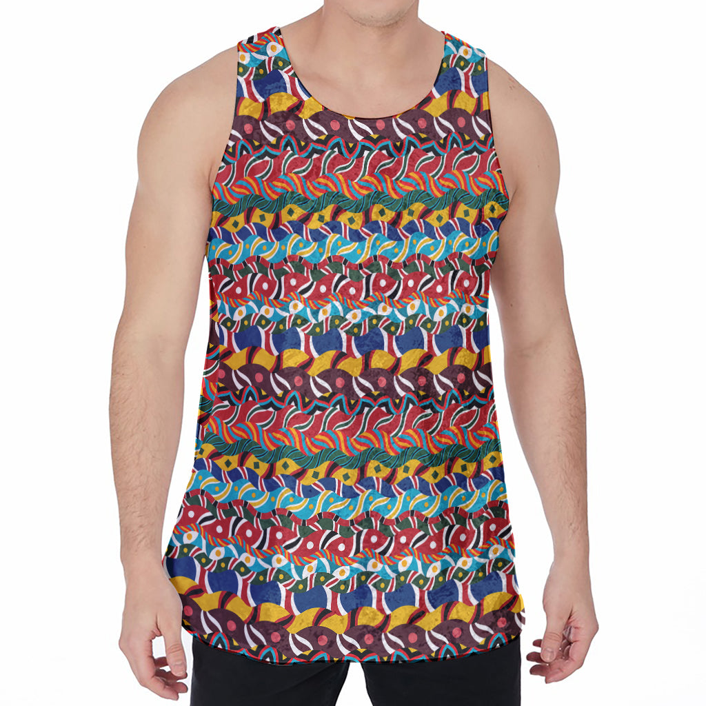 Afro African Ethnic Pattern Print Men's Velvet Tank Top