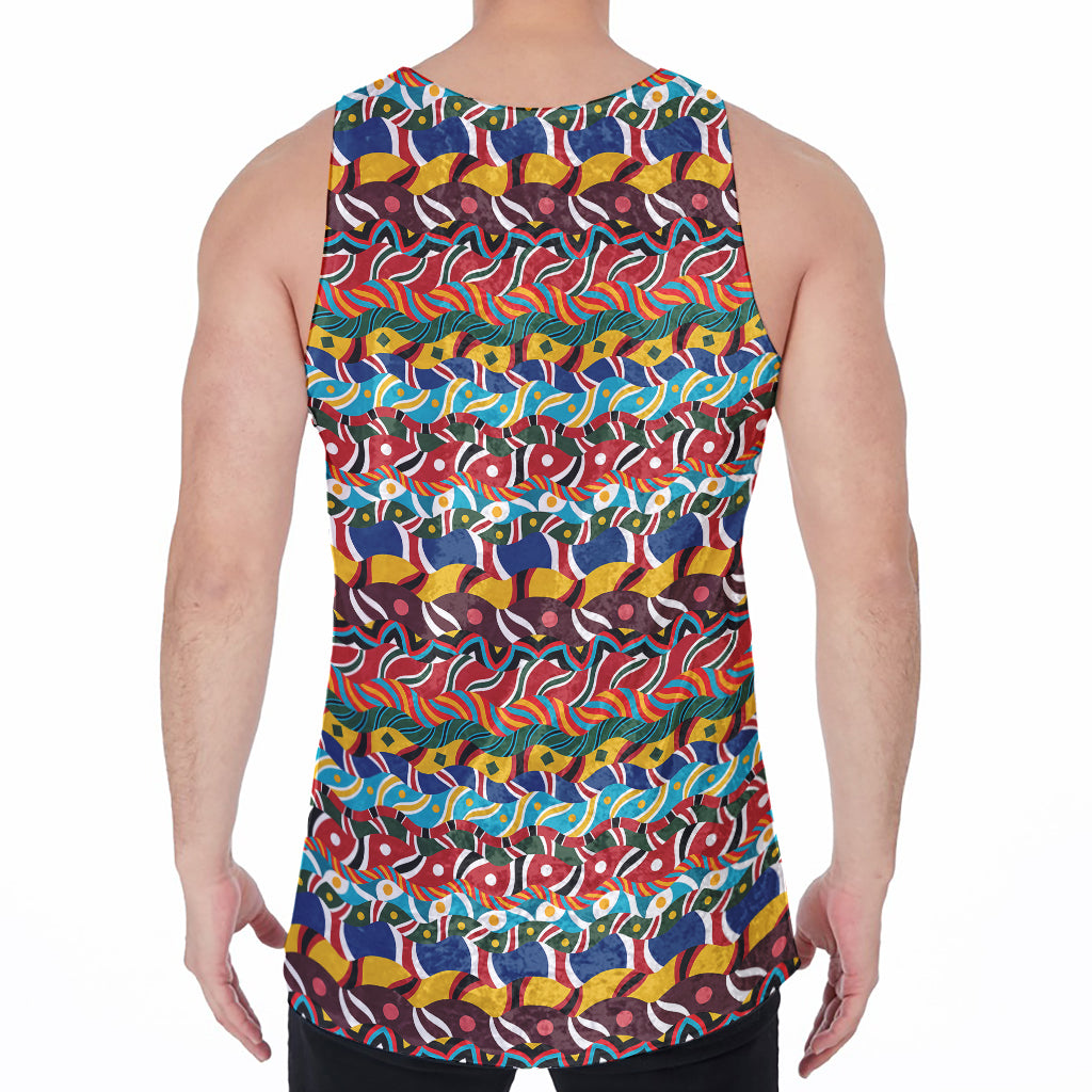 Afro African Ethnic Pattern Print Men's Velvet Tank Top