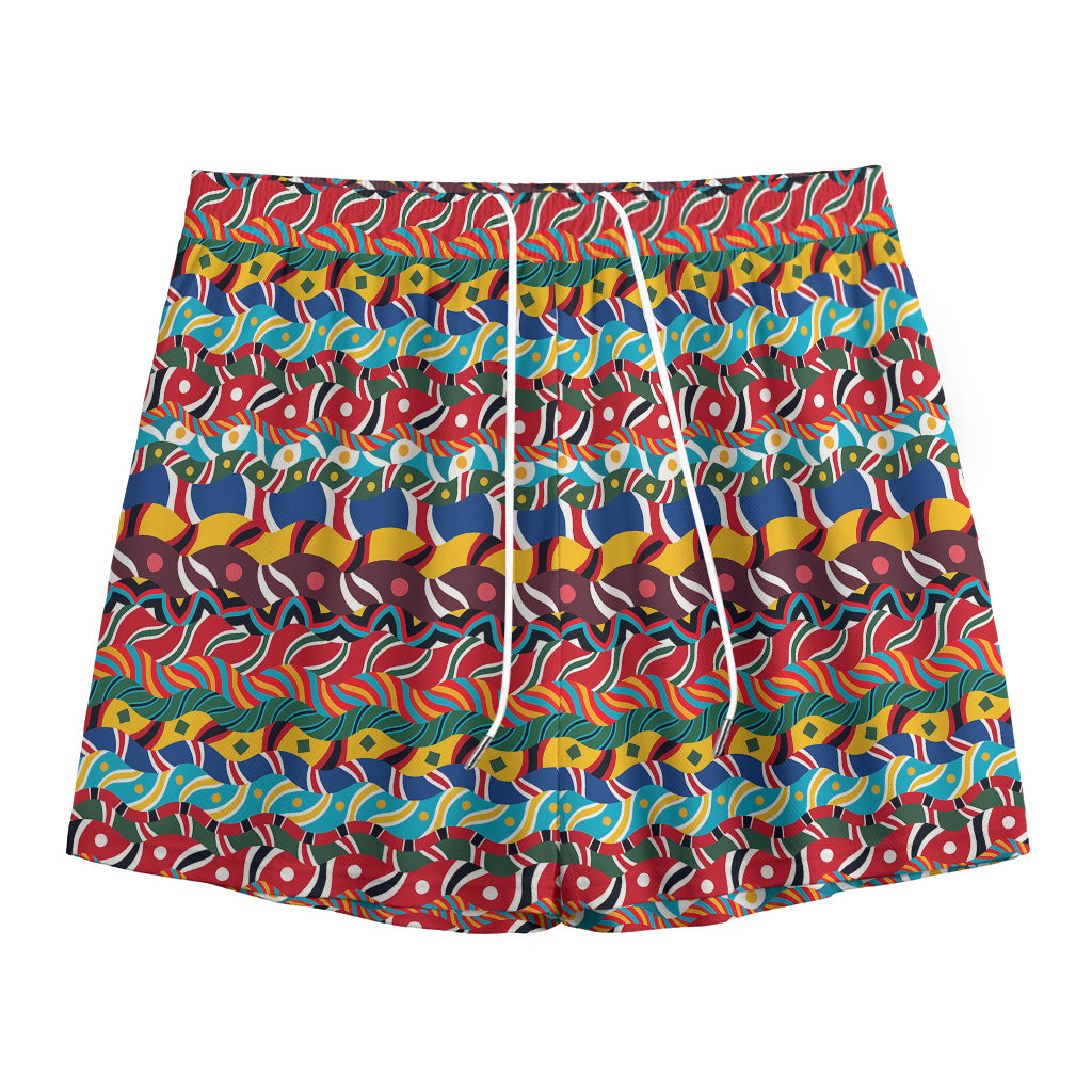 Afro African Ethnic Pattern Print Mesh Shorts