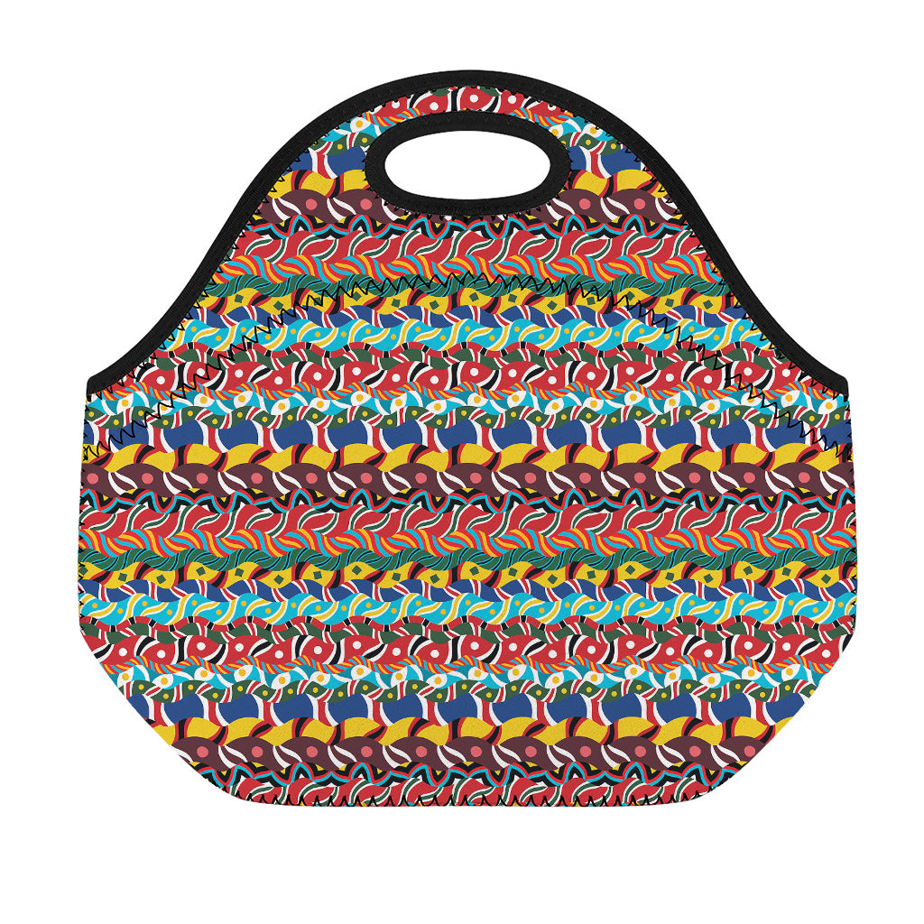 Afro African Ethnic Pattern Print Neoprene Lunch Bag