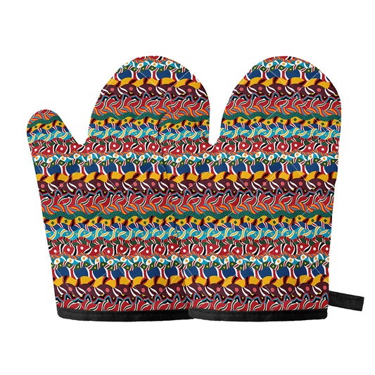 Afro African Ethnic Pattern Print Oven Mitts