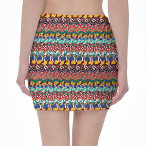 Afro African Ethnic Pattern Print Pencil Mini Skirt