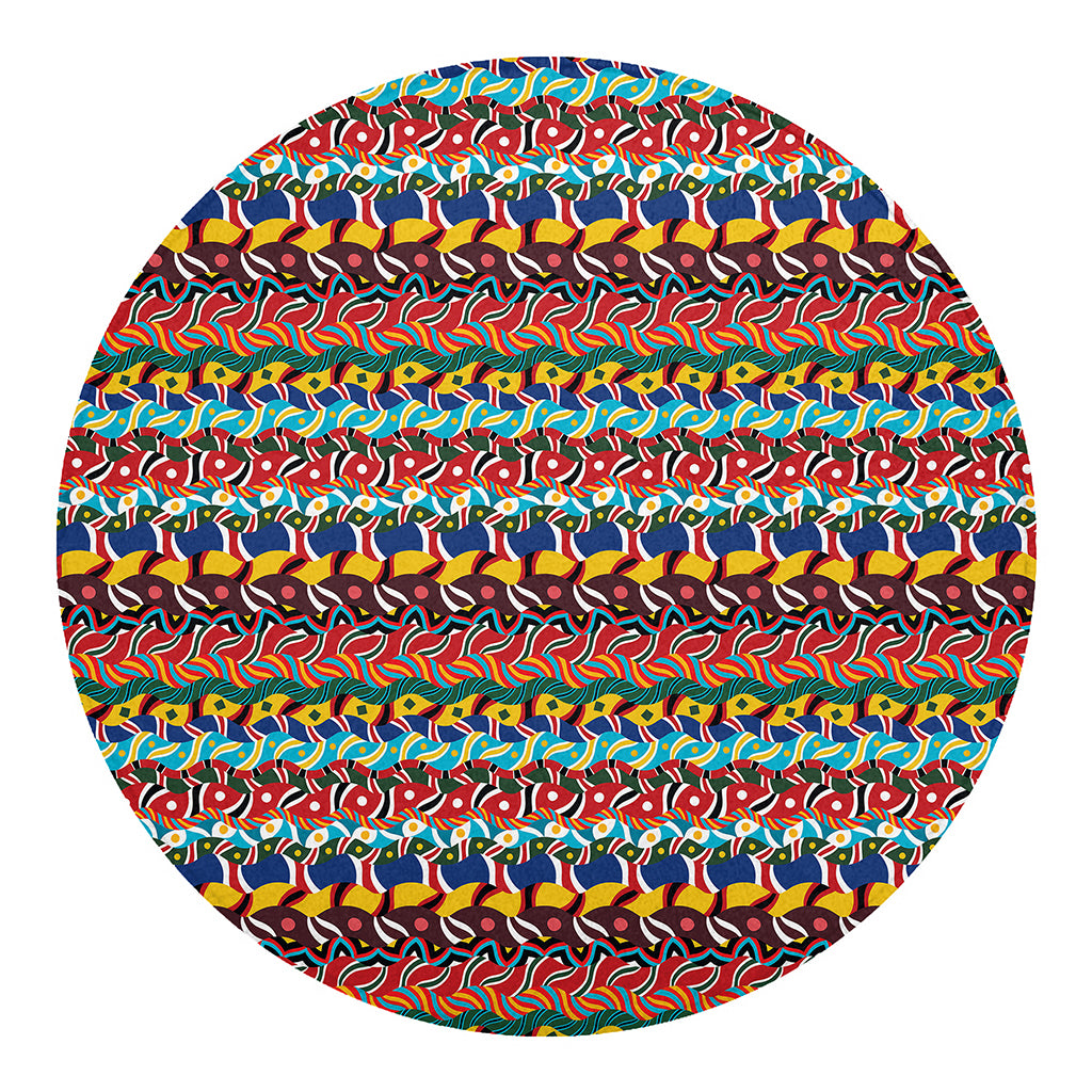 Afro African Ethnic Pattern Print Round Blanket