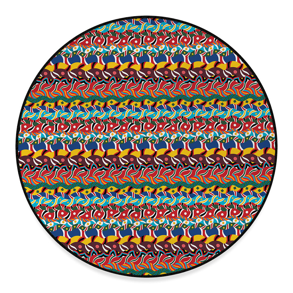 Afro African Ethnic Pattern Print Round Floor Mat
