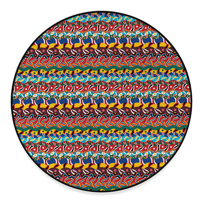 Afro African Ethnic Pattern Print Round Floor Mat