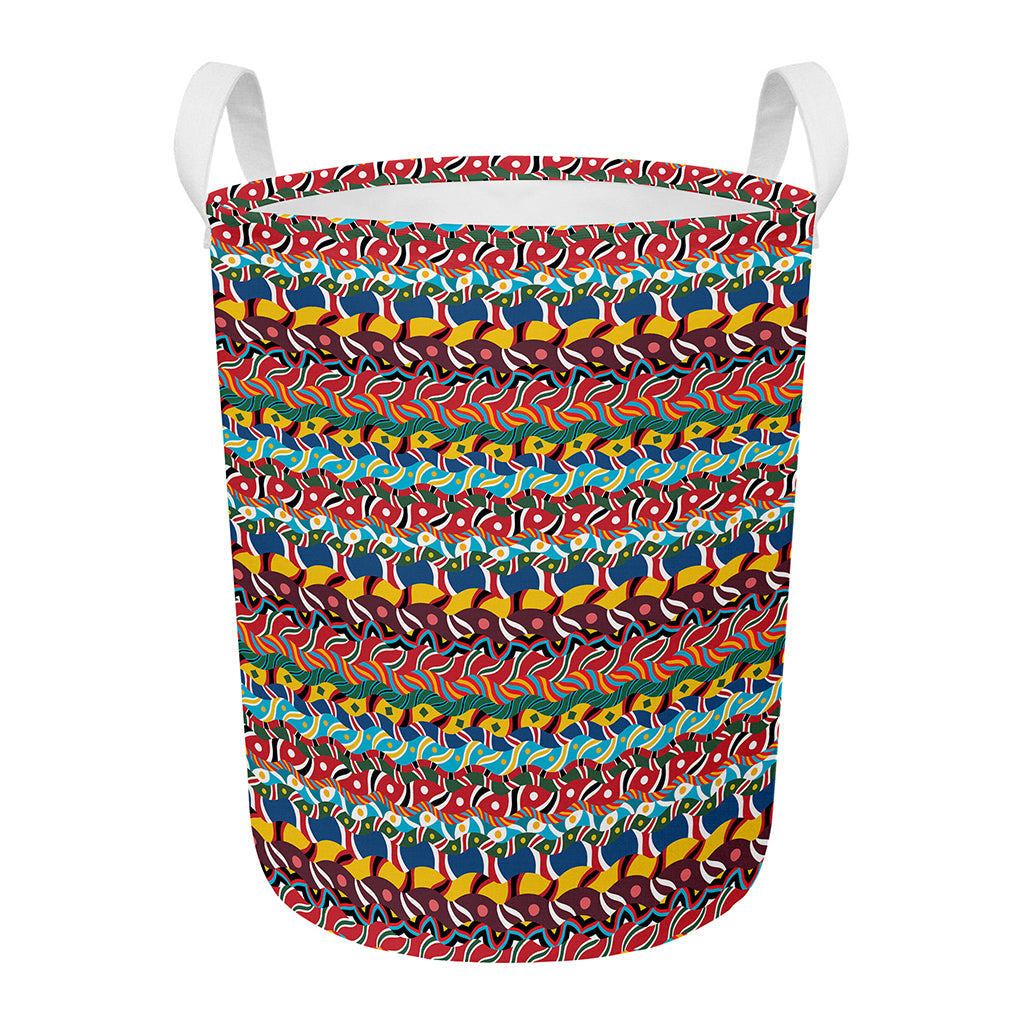 Afro African Ethnic Pattern Print Round Laundry Basket