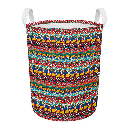 Afro African Ethnic Pattern Print Round Laundry Basket