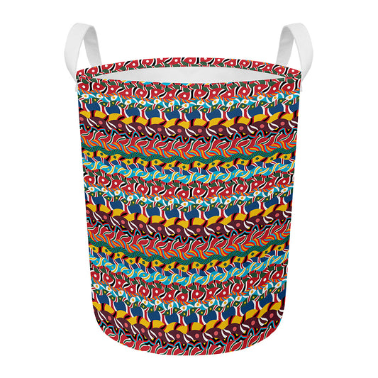 Afro African Ethnic Pattern Print Round Laundry Basket