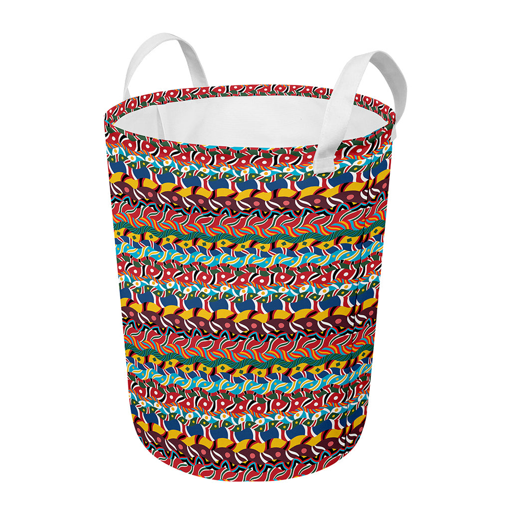 Afro African Ethnic Pattern Print Round Laundry Basket