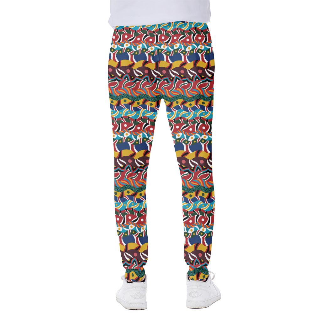 Afro African Ethnic Pattern Print Scuba Joggers