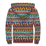 Afro African Ethnic Pattern Print Sherpa Lined Zip Up Hoodie
