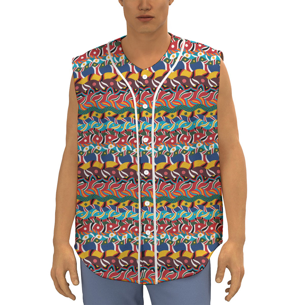 Afro African Ethnic Pattern Print Sleeveless Baseball Jersey