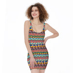 Afro African Ethnic Pattern Print Sleeveless Bodycon Dress