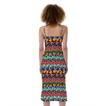 Afro African Ethnic Pattern Print Slim Fit Midi Cami Dress