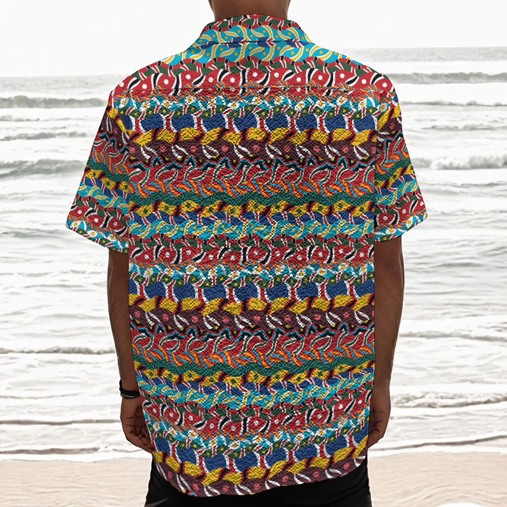 Afro African Ethnic Pattern Print Textured Short Sleeve Shirt