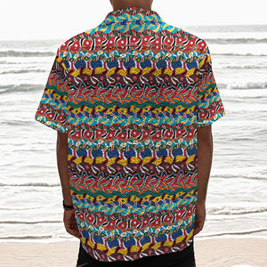 Afro African Ethnic Pattern Print Textured Short Sleeve Shirt