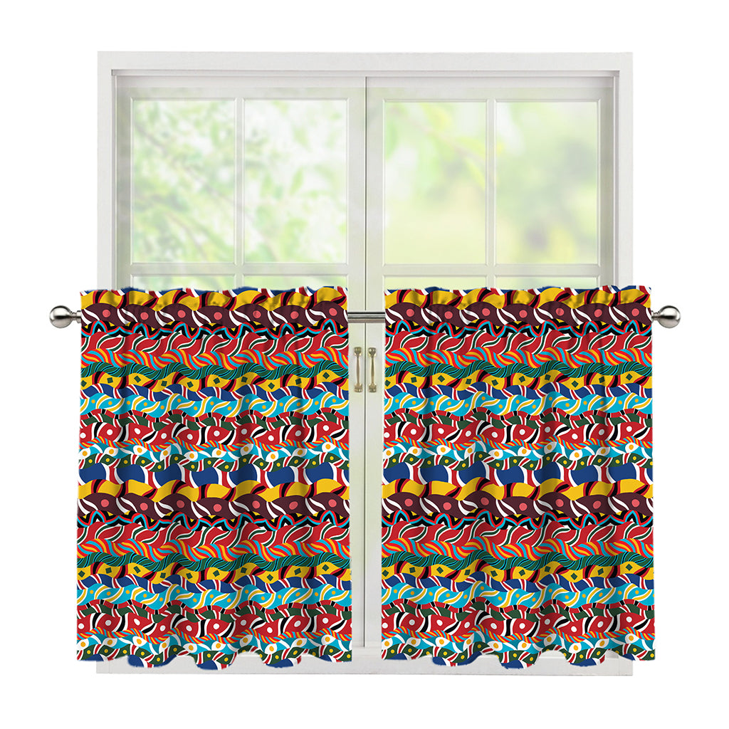 Afro African Ethnic Pattern Print Tier Curtains