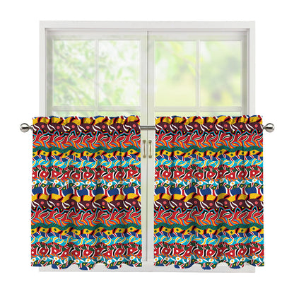 Afro African Ethnic Pattern Print Tier Curtains