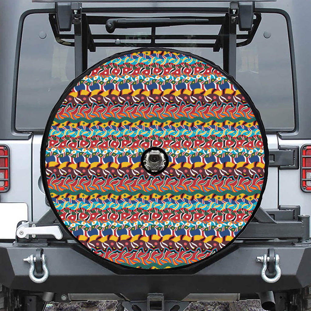 Afro African Ethnic Pattern Print Tire Cover With Camera Hole