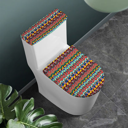 Afro African Ethnic Pattern Print Toilet Lid And Tank Cover Set