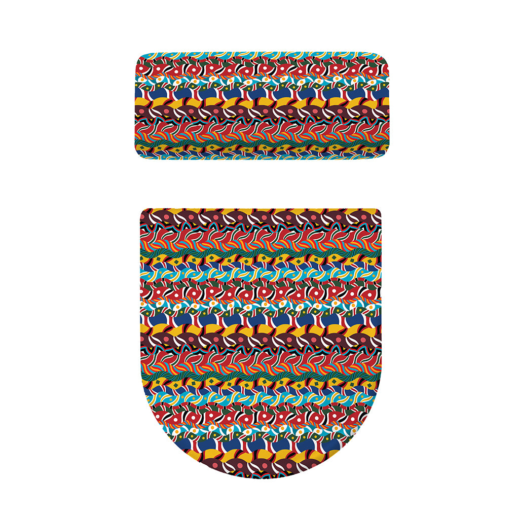Afro African Ethnic Pattern Print Toilet Lid And Tank Cover Set