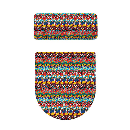 Afro African Ethnic Pattern Print Toilet Lid And Tank Cover Set